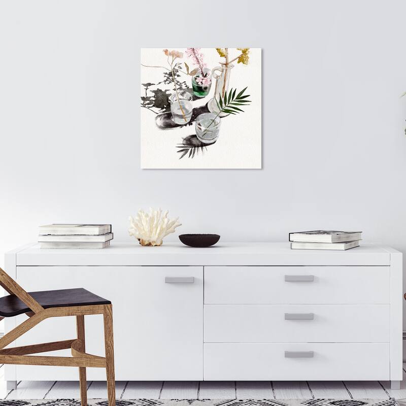 Wynwood Studio Canvas Floral and Botanical Plant Vase Variety II White and Modern & Contemporary Wall Art Canvas Print - 20 x 20