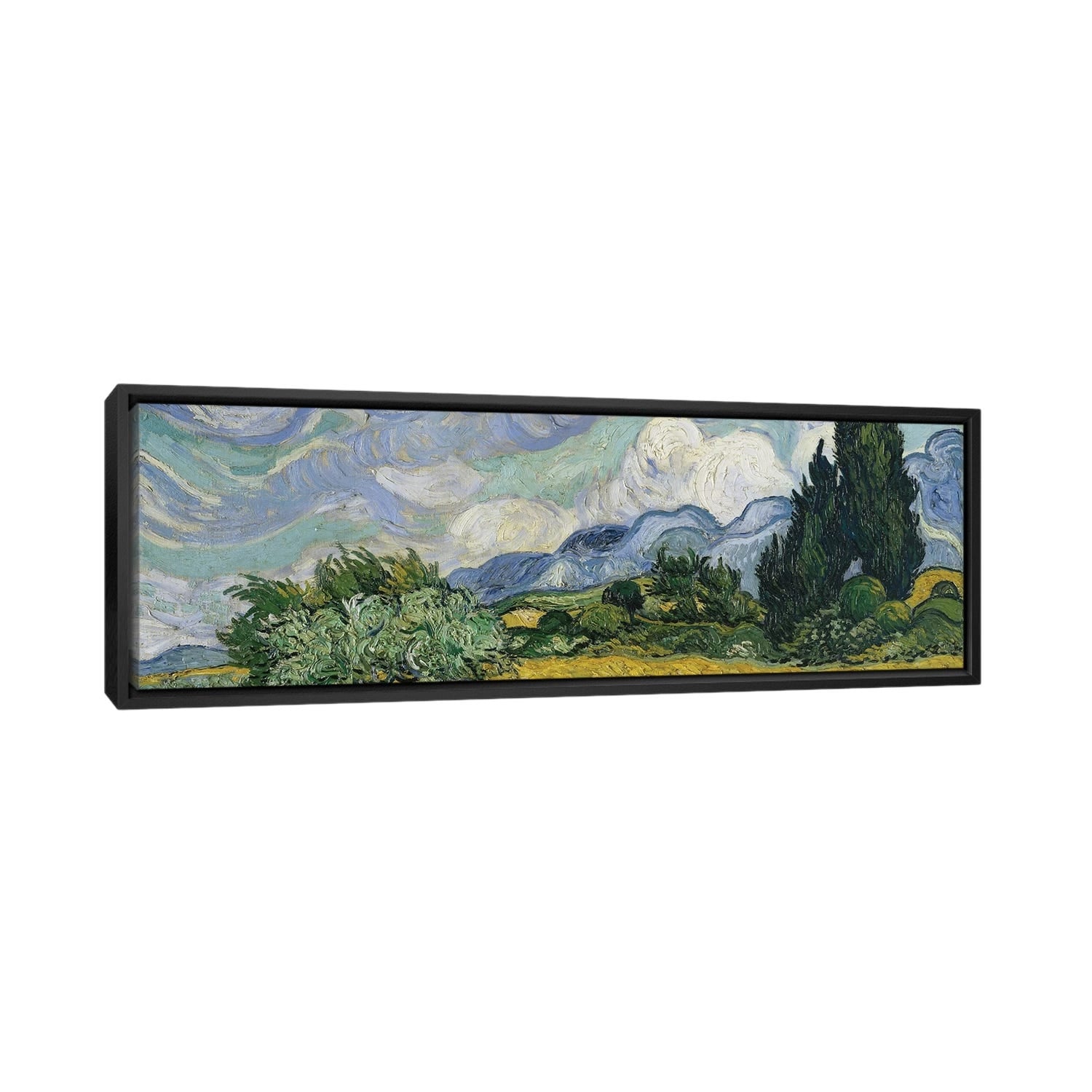 iCanvas "Wheat Field With Cypresses, June-July 1889 (Metropolitan Museum Of Art, NYC)" by Vincent van Gogh Framed Canvas Print