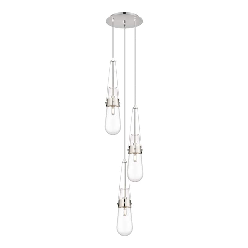 Innovations Lighting Milan - 3 Light 4" Cord Hung Multi Pendant - 10" Canopy - Clear/Polished Nickel