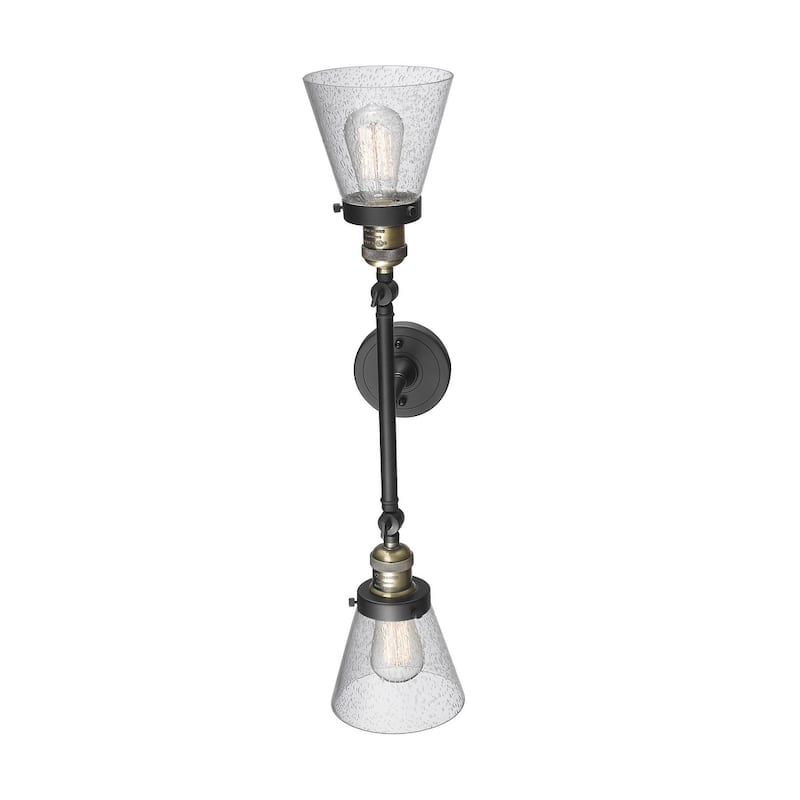 Innovations Lighting Small Cone 2 Light 23" Wide Bathroom Vanity Light - Black Antique Brass / Seedy