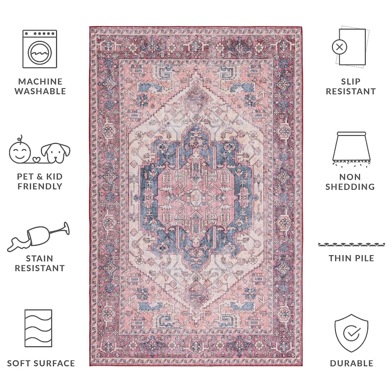 SAFAVIEH Tucson Machine Washable Slip Resistant Lenore Traditional Rug