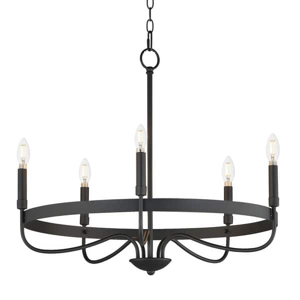 slide 2 of 10, Maxim 14495 Frankie 5 Light 26" Wide Taper Candle Style Chandelier Black
