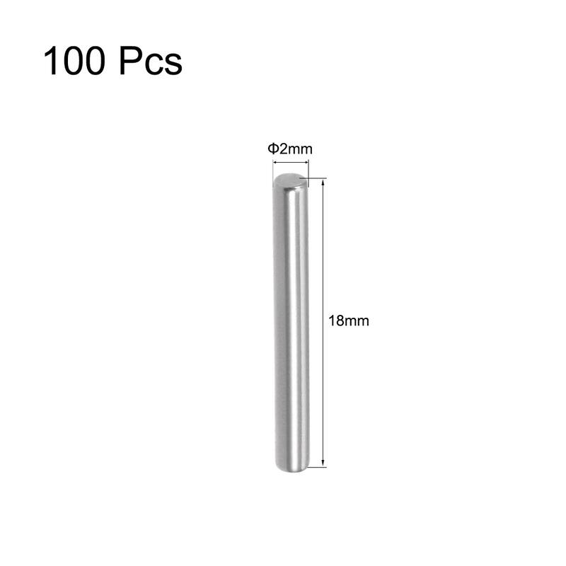 100Pcs 2x18mm Dowel Pin 304 Stainless Steel Shelf Support Silver Tone - Silver Tone - 18mm 100Pcs