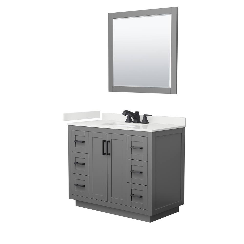 Miranda 42-inch Single Vanity, Quartz Top, 34-inch Mirror