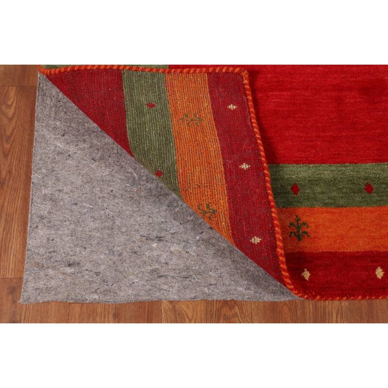 Red Gabbeh Indian Area Rug Handmade Wool Carpet - 5'11"x 7'11"