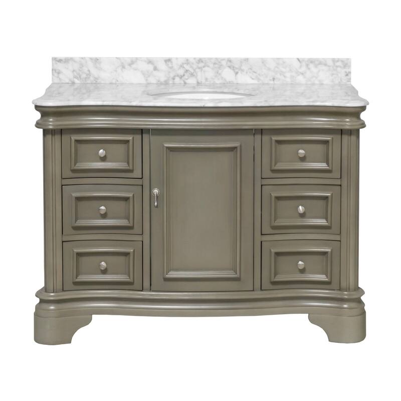 KitchenBathCollection Katherine 48" Bathroom Vanity with Carrara Marble Top