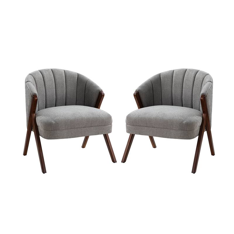 Vivian Mid-century Barrel Chair with a Scalloped Back Set of 2 by HULALA HOME