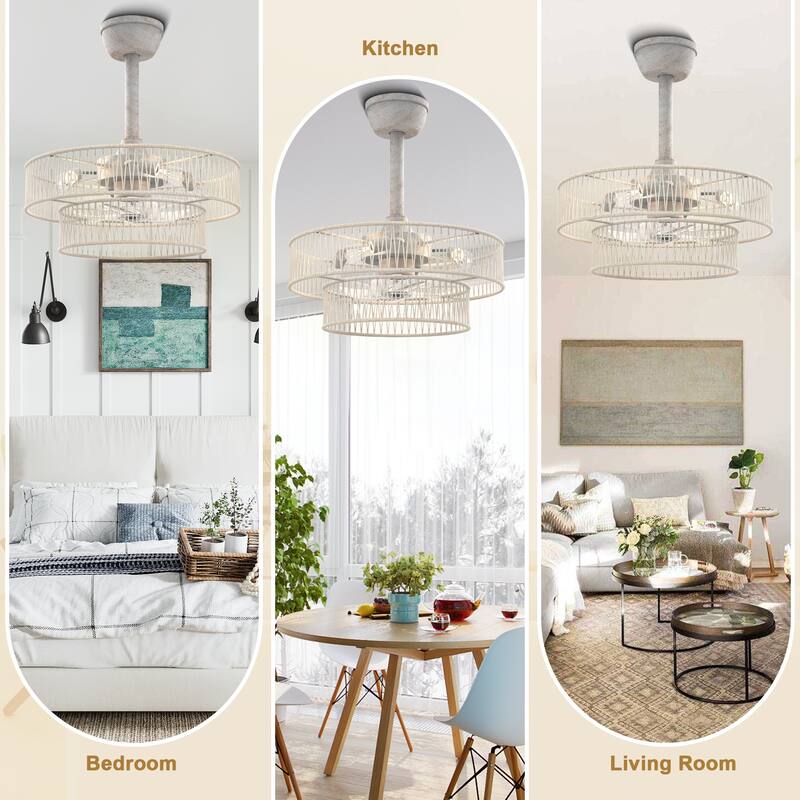 Bella Depot Modern 2 Tiers Ceiling Fan 6-speed Reversible Ceiling fan with Remote and Light Kit - 20"