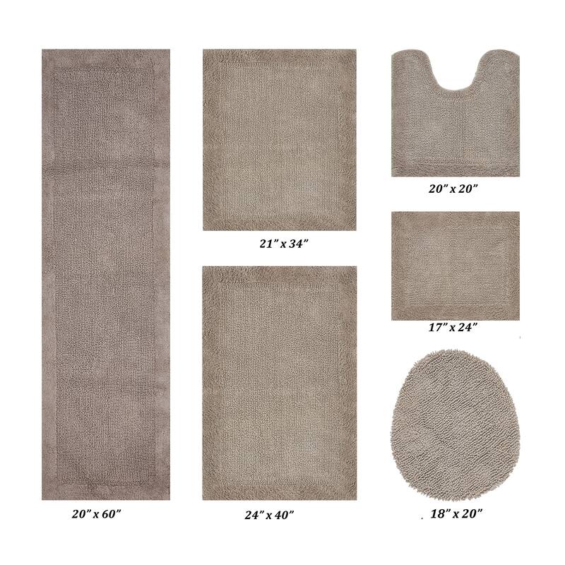 Better Trends Bath Rugs Set 100% Cotton Tufted Soft Water Absorbent Bathroom Rug for Shower, Sink Bath Mats Edge Collection