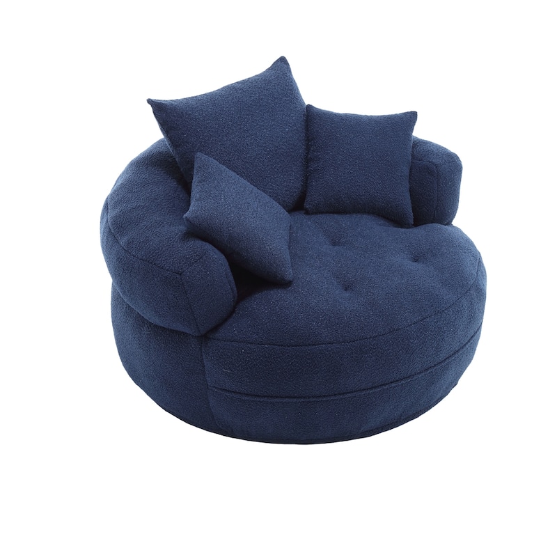 Chenille Sponge Single Sofa, Oversized Round Accent Chair Sleeper Couch Chaise Lounges for Living Room Bedroom Projection Room