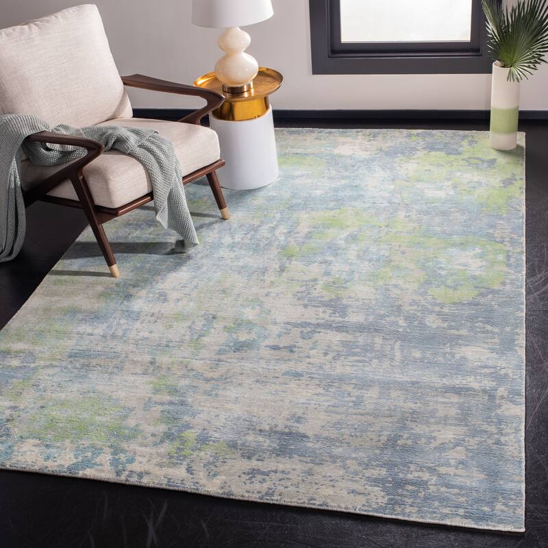 SAFAVIEH Handmade Mirage Hadewig Modern Abstract Viscose Rug - 9' x 12' - Aqua/Green