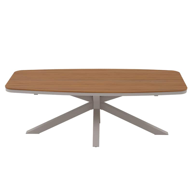 7-Piece Outdoor Dining Set Acacia Wood Rope-Woven Arm Chairs and Dining Table with X-Shaped Legs