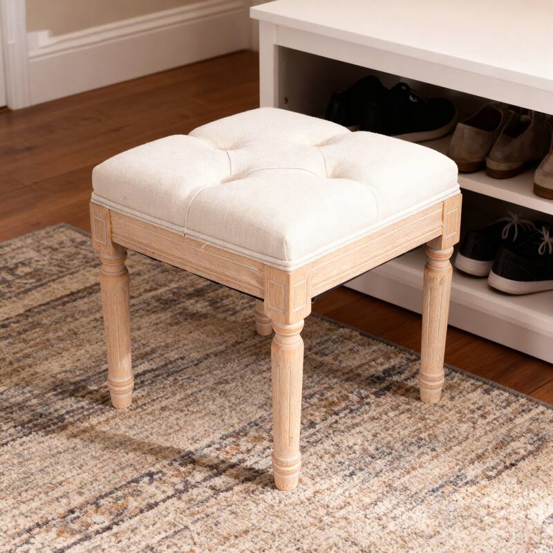 Small Padded Bench Square Upholstered Rustic Ottoman Bench Vanity Stools for Bedroom