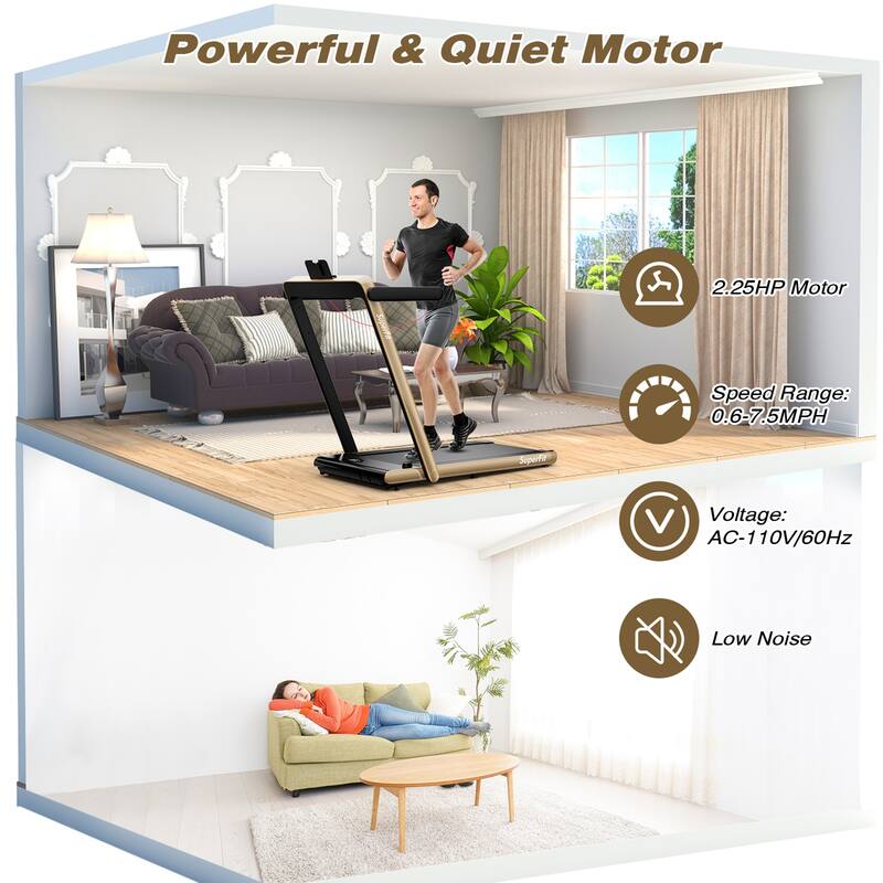 Gymax Motorized Treadmill Folding Under Desk Electric Treadmill - 49'' x 27'' x 42''