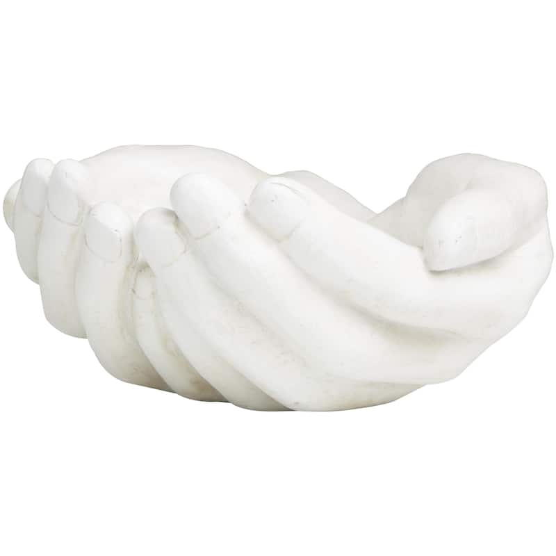 Polystone Hands Open Decorative Sculpture - White - Roche River Decor - White