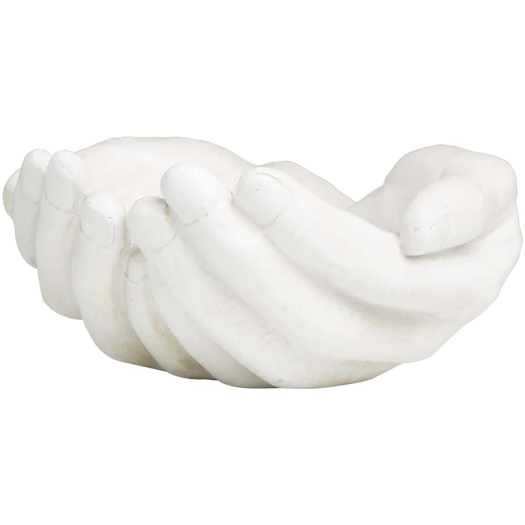 Polystone Hands Open Decorative Sculpture - White - Roche River Decor