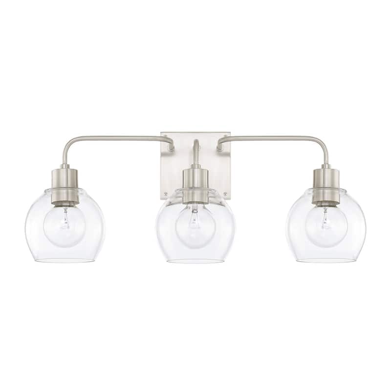 Tanner Clear Glass 3-light Bath/ Vanity Fixture - Brushed Nickel