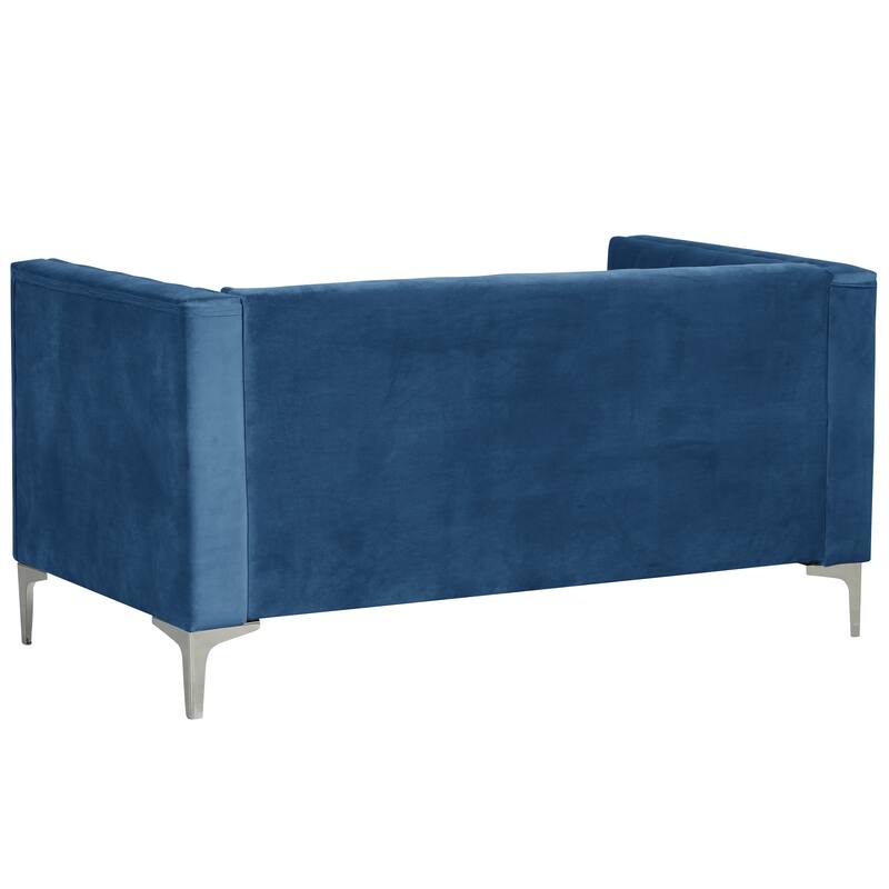 Morden Fort Modern 2 Pieces of Chair and Loveseat Set with Dutch Velvet Grey, Iron Legs