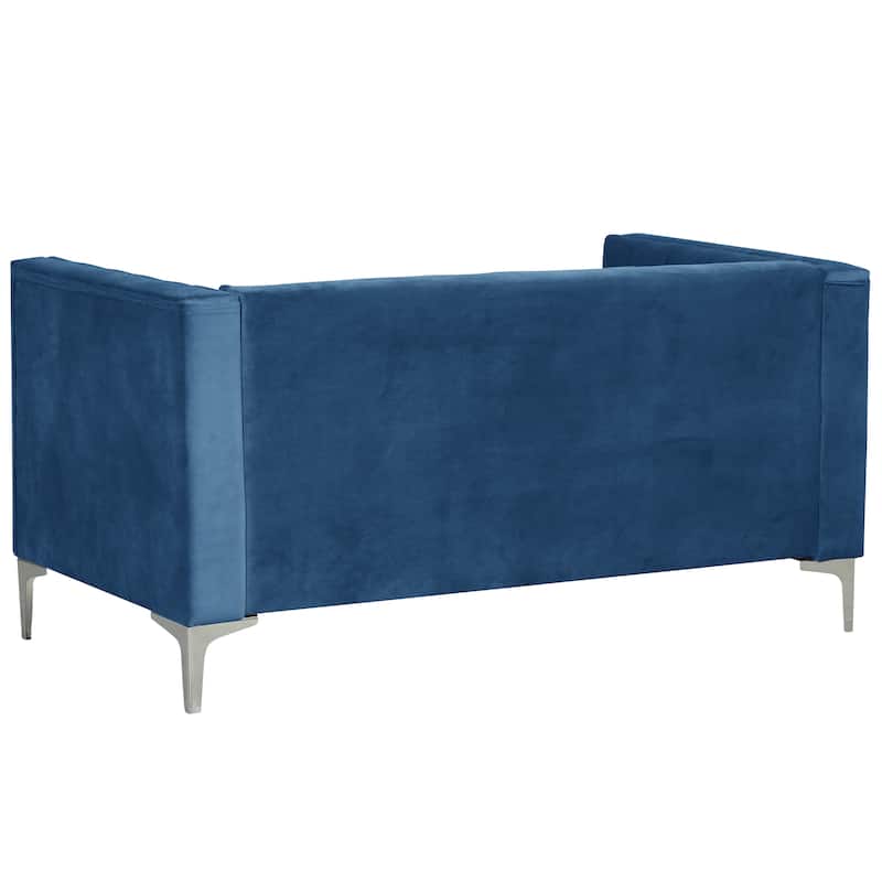 Morden Fort Modern 2 Pieces of Loveseat and Sofa Couch Set with Dutch Velvet Grey, Iron Legs
