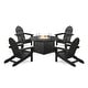 preview thumbnail 7 of 9, POLYWOOD Classic Adirondack 5-Piece Conversation Set with Fire Pit Table Black