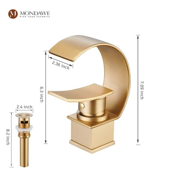 Mondawe Luxury C-Shape Arc Waterfall Spout Single Handle 8 inch ...