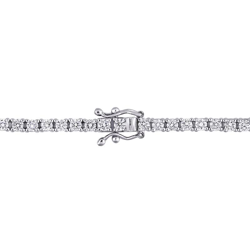 Miadora 2 1/2ct TGW Oval Shape Morganite 2ct TDW Diamond Tennis Bracelet 14k White & Rose Gold