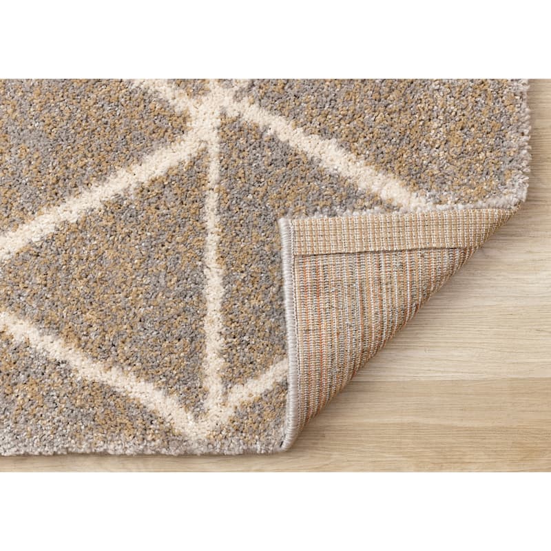 Hampton Grey Beige Cream Simple Trellis Area Rug, 5'3" x 7'7"