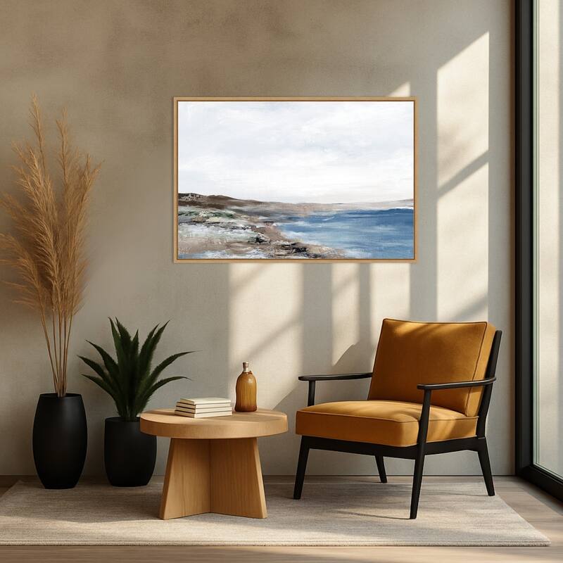 Coastal Serenity Under Vast Sky by PI Studio Framed Canvas Wall Art Print