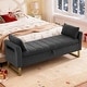 preview thumbnail 2 of 38, 66"W Teddy Storage Bench for Bedroom End of Bed with Arm and Two Pillows Dark Grey
