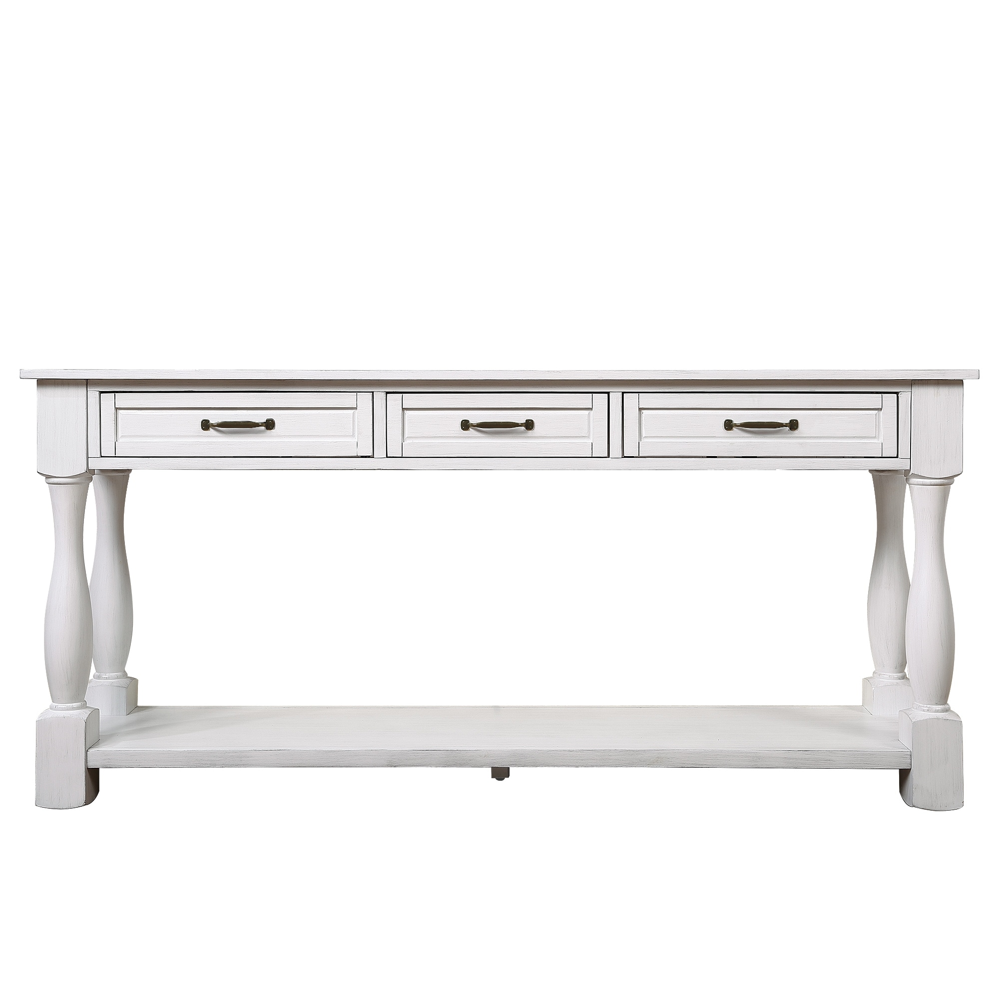 63 Inch Extra Long Console Table with 3 Drawers and Bottom Shelf, Solid Wood Entryway Sofa Table for Hallway, Living Room