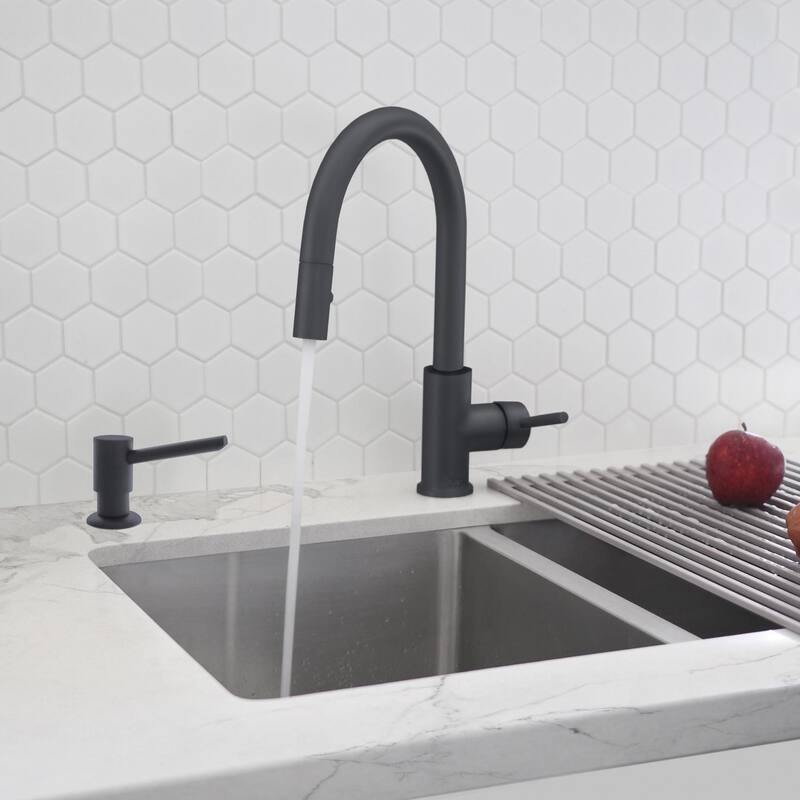 STYLISH Pull Down Kitchen Faucet + Soap Dispenser - Matte Black Finish