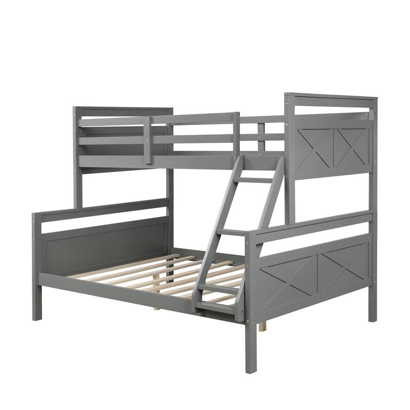 Twin over Full Bunk Bed with ladder, Safety Guardrail