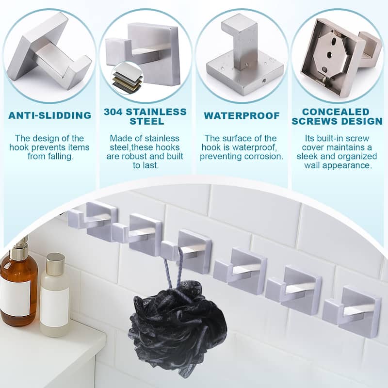 WOWOW J-Hook Wall Mount Robe/Towel Hook 6PCS