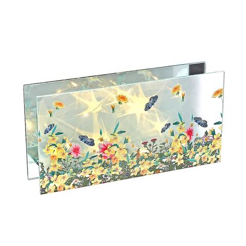 IH Casa Decor Rect. Led Painted Glass Decor Floral Garden