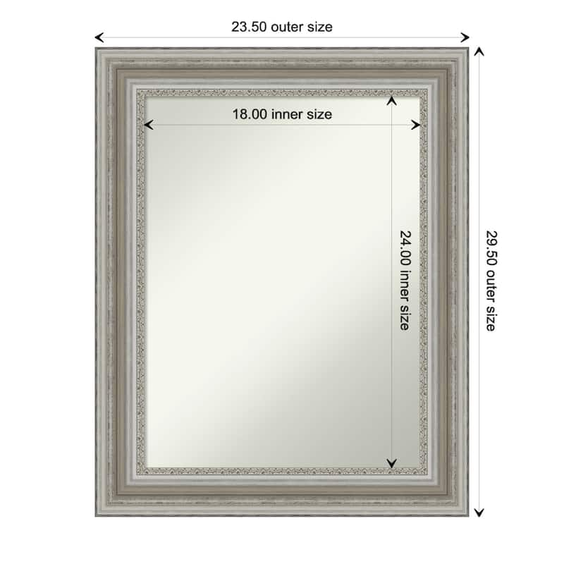 Non-Beveled Bathroom Wall Mirror - Parlor Silver Frame - 24 x 30 in - Parlor Silver