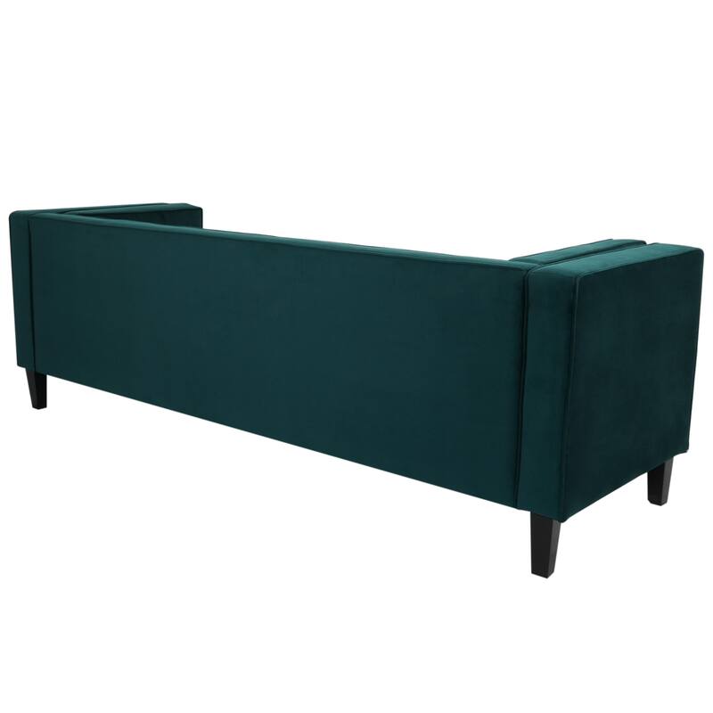 Frosty Green Velvet Button Tufted 3-seater Sofa with Hardwood Frame