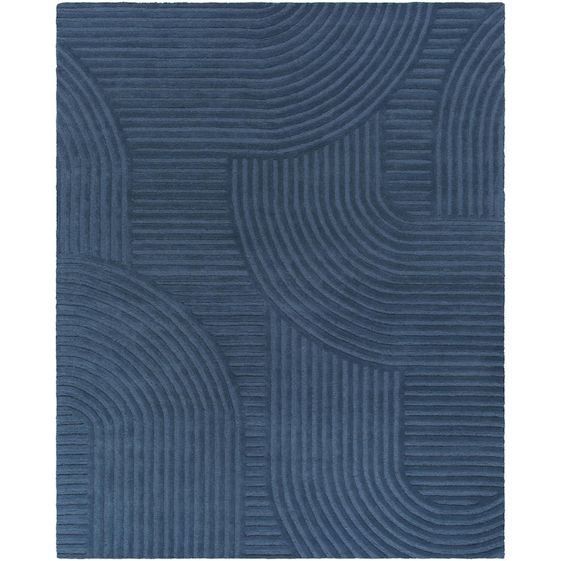 Dabala Handmade Modern Wool Rug - Navy - 2' x 3'
