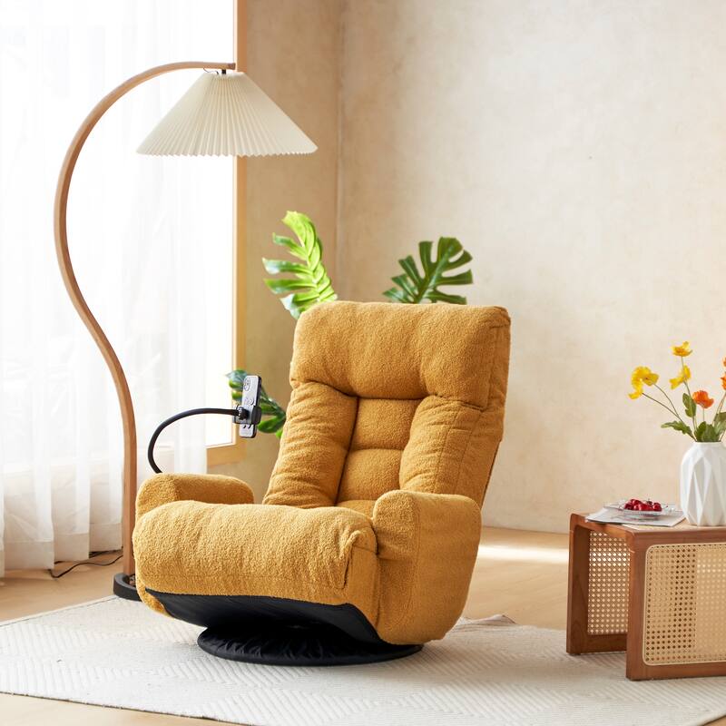 360 Degree Swivel Recliner Chair with Phone Holoder,Modern Leisure Chair Game Chair - Yellow