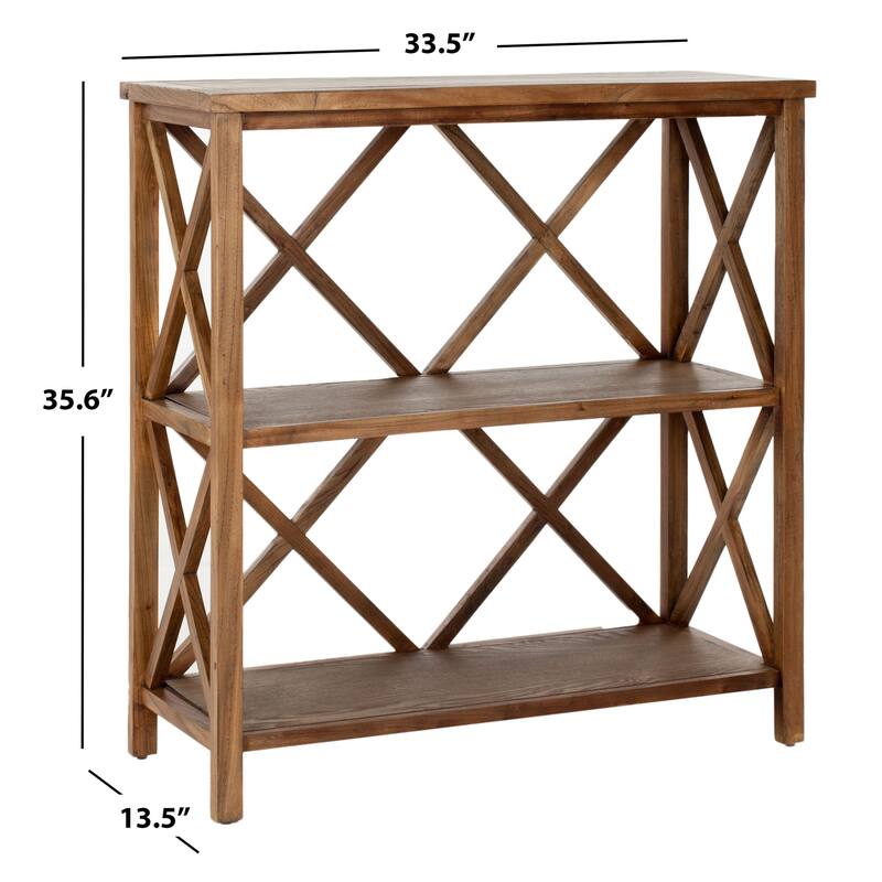 SAFAVIEH Fikreta Distressed Ivory Bookcase - 33.5" x 13.5" x 35.6" - 33.5" x 13.5" x 35.6" - 34Wx14Dx36H