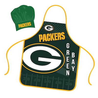 NFL Apron & Chef Hat Set, with Large Team Logo - Green Bay Packers - 31" x 25"