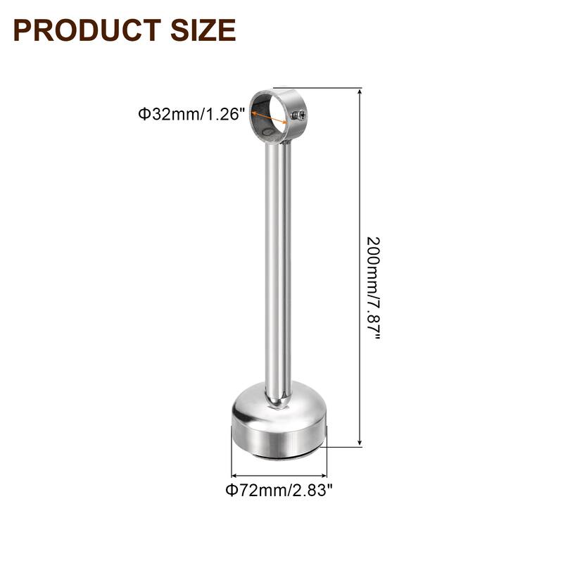 2 Set Ceiling Mount Curtain Rod Bracket - Silver - Fit 1.26" - 7.87inch L