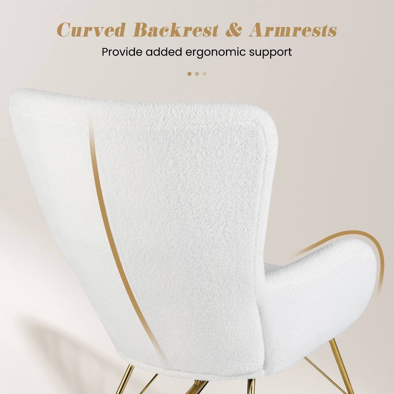 Gymax Nursery Rocking Chair w/ Curved Backrest & Armrests Detachable