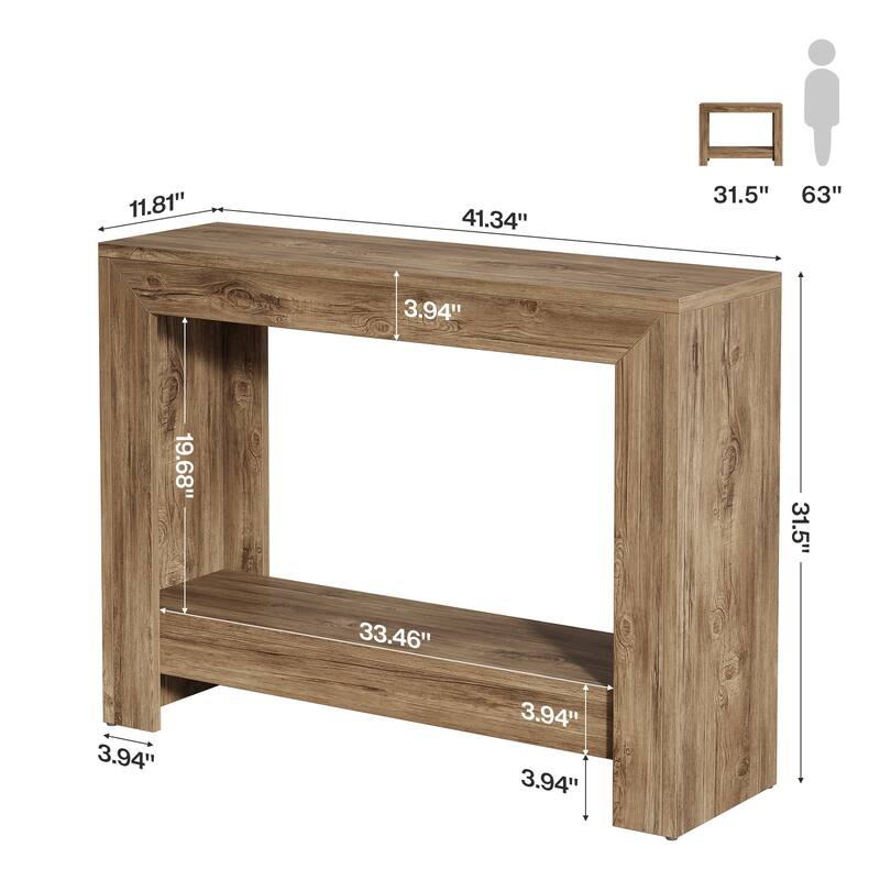 Small Industiral Wood Console Sofa Table for Entryway