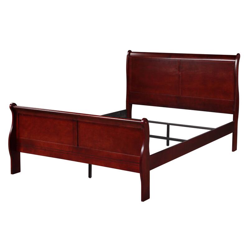 Transitional Style Solid Wood Platform Bed with Hand Selected Veneers and Antique Brass Hardware