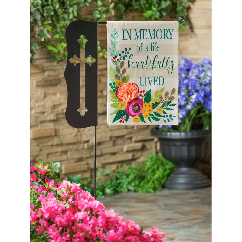 12.5 in. x 18 in. In Memory of a Life Beautifully Lived Garden Burlap Flag