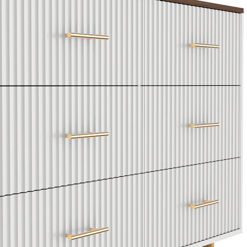 Modern Vertical Stripe 6-Drawer Dresser Multipurpose Storage