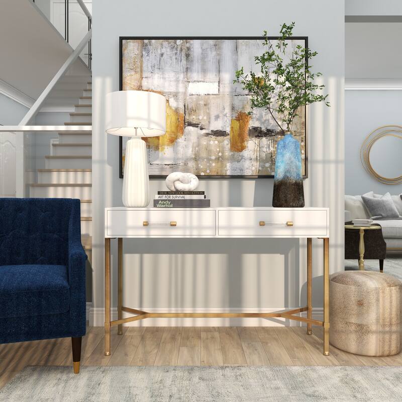 Blue Glass Galaxy Inspired Abstract Decorative Vase with Gold Top