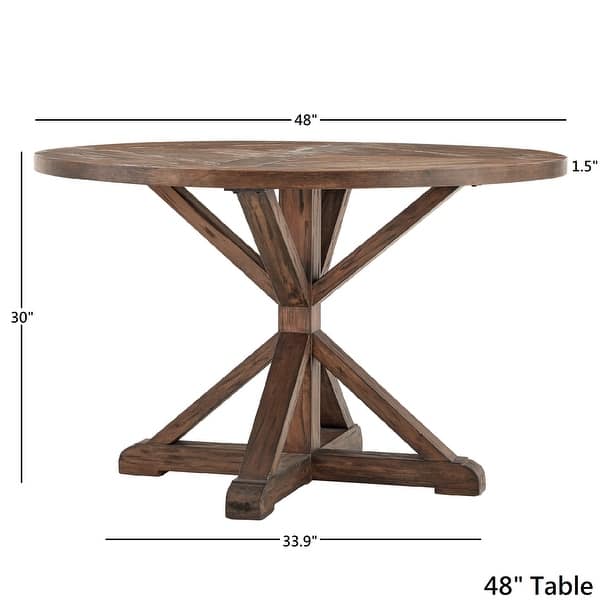 dimension image slide 4 of 4, Benchwright Brown Finish Round Dining Table by iNSPIRE Q Artisan