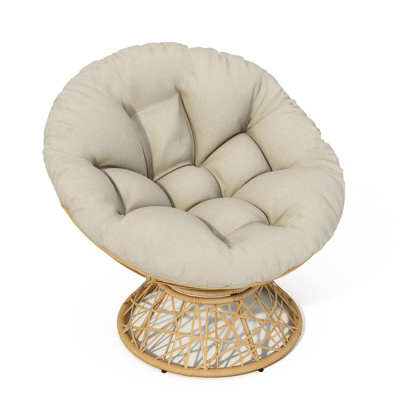 Poly Wicker Chair with 360° Swivel