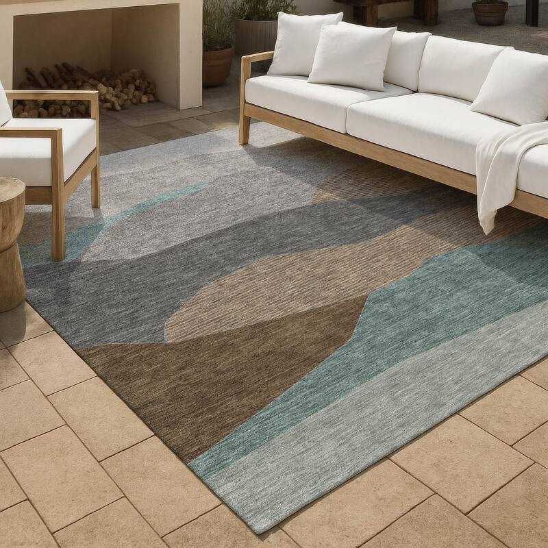 Machine Washable Indoor/ Outdoor Modern Dacono Chantille Rug - Gray - 2'6" x 3'10"